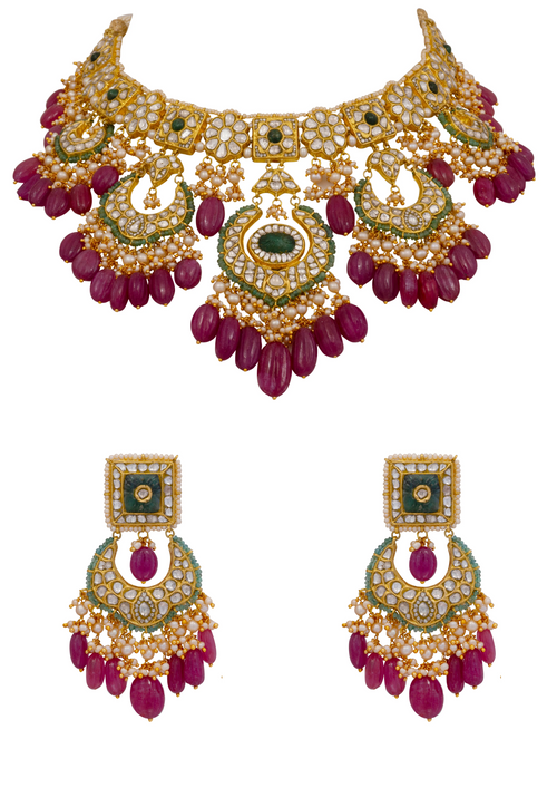 Simpi Necklace and Deeya Chandbalis Polki Set