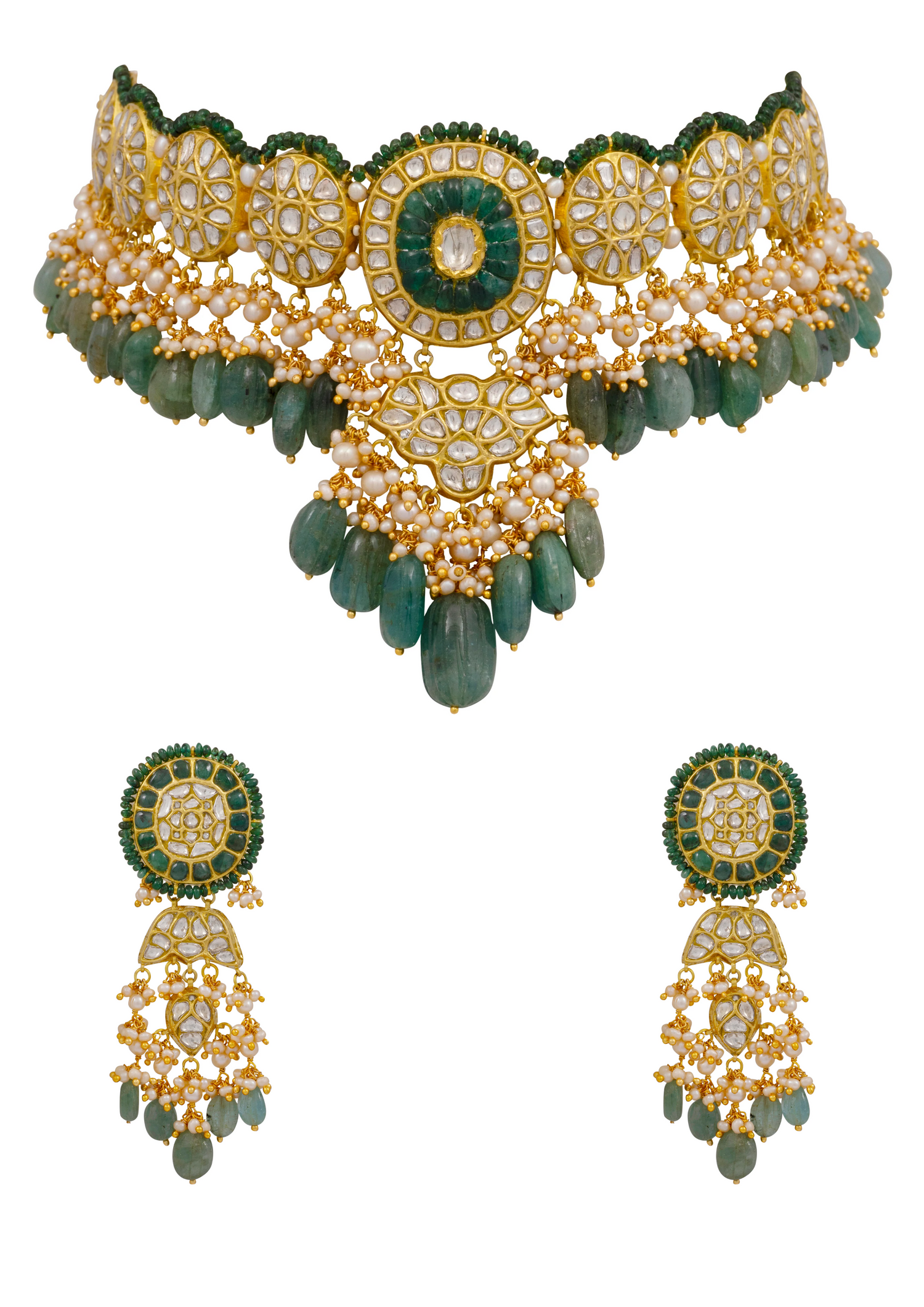 Riya Choker and Sufi Earrings Polki Set – Tyaani Jewellery Private