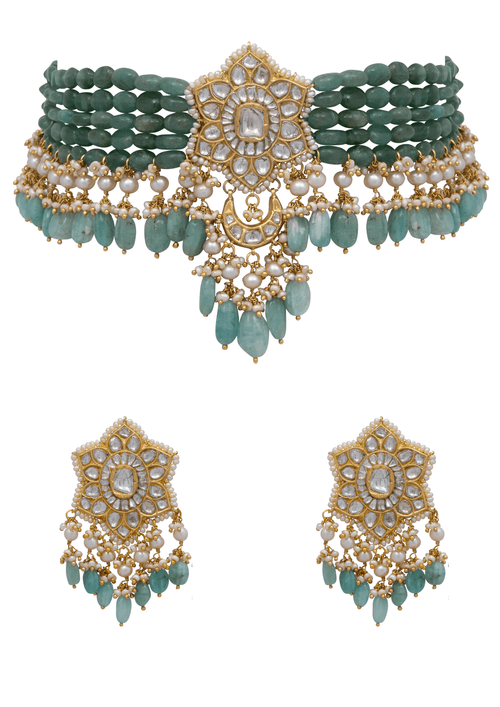 Doja Bead Choker and Irinel Tops Polki Set