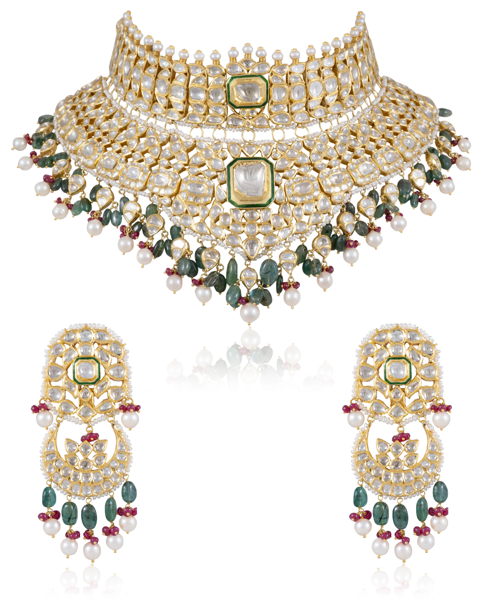 Nandita Necklace And Jenny Chandbalis Jadau Polki Set