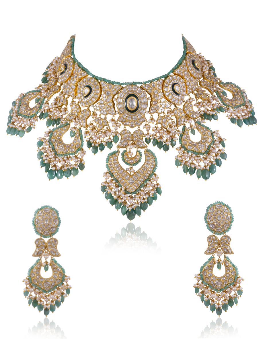 Srushti Necklace And Diksha Chandbalis Polki Set