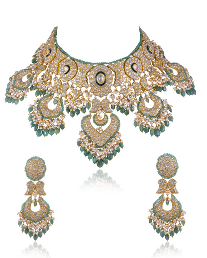 Srushti Necklace And Diksha Chandbalis Polki Set