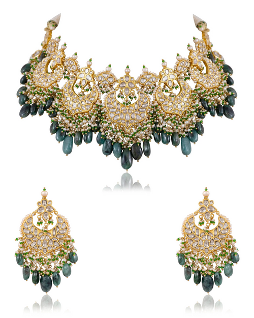 Asmita Necklace And Danvi Chandbalis Polki Set