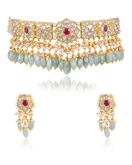 Parinita Choker And Parita Tops Polki Set