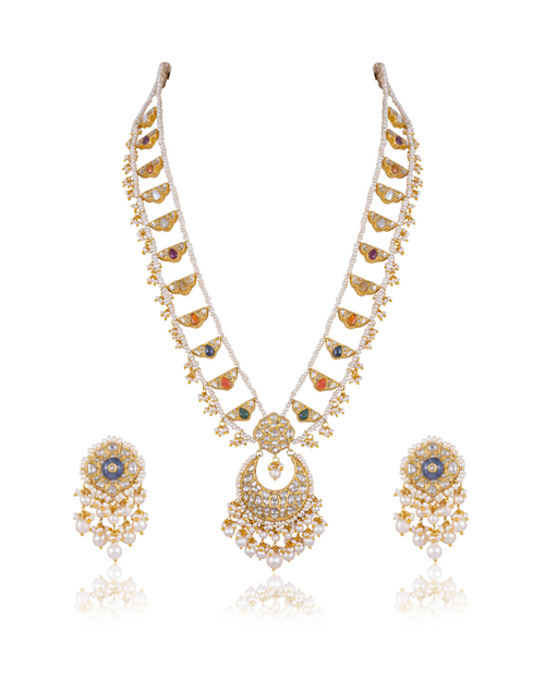 Navya Long Necklace And Vani Tops Polki Set