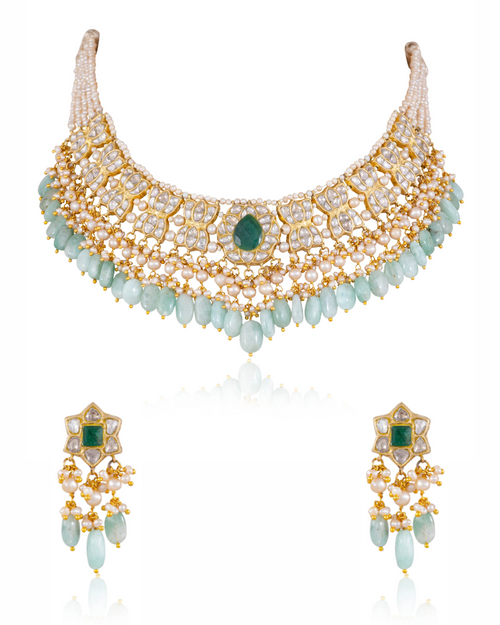 Laiba Necklace And Leena Tops Polki Set