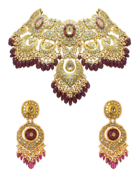 Vivah Necklace And Zoya Chandbalis Polki Set