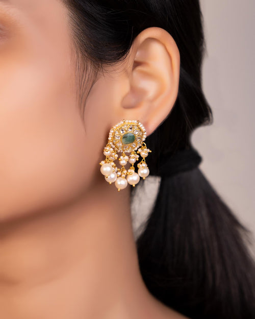 Nusrat Necklace And Earlina Tops Polki Sets