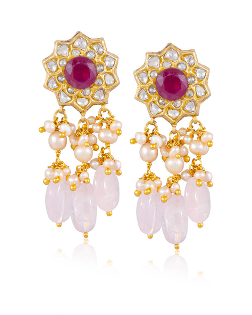 Rukshana Choker And Daziza Long Earrings Polki Set