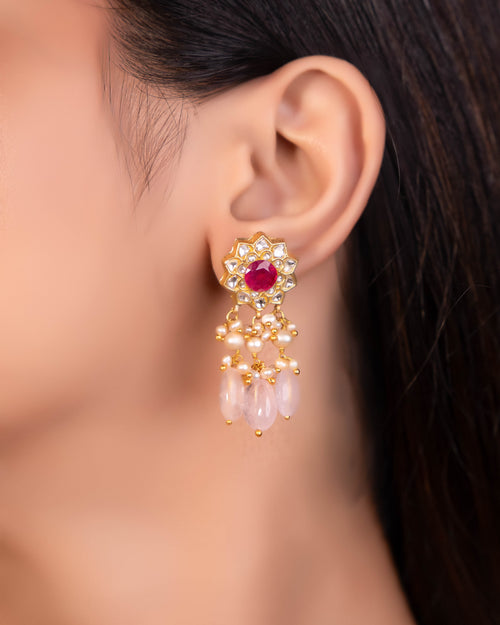 Rukshana Choker And Daziza Long Earrings Polki Set