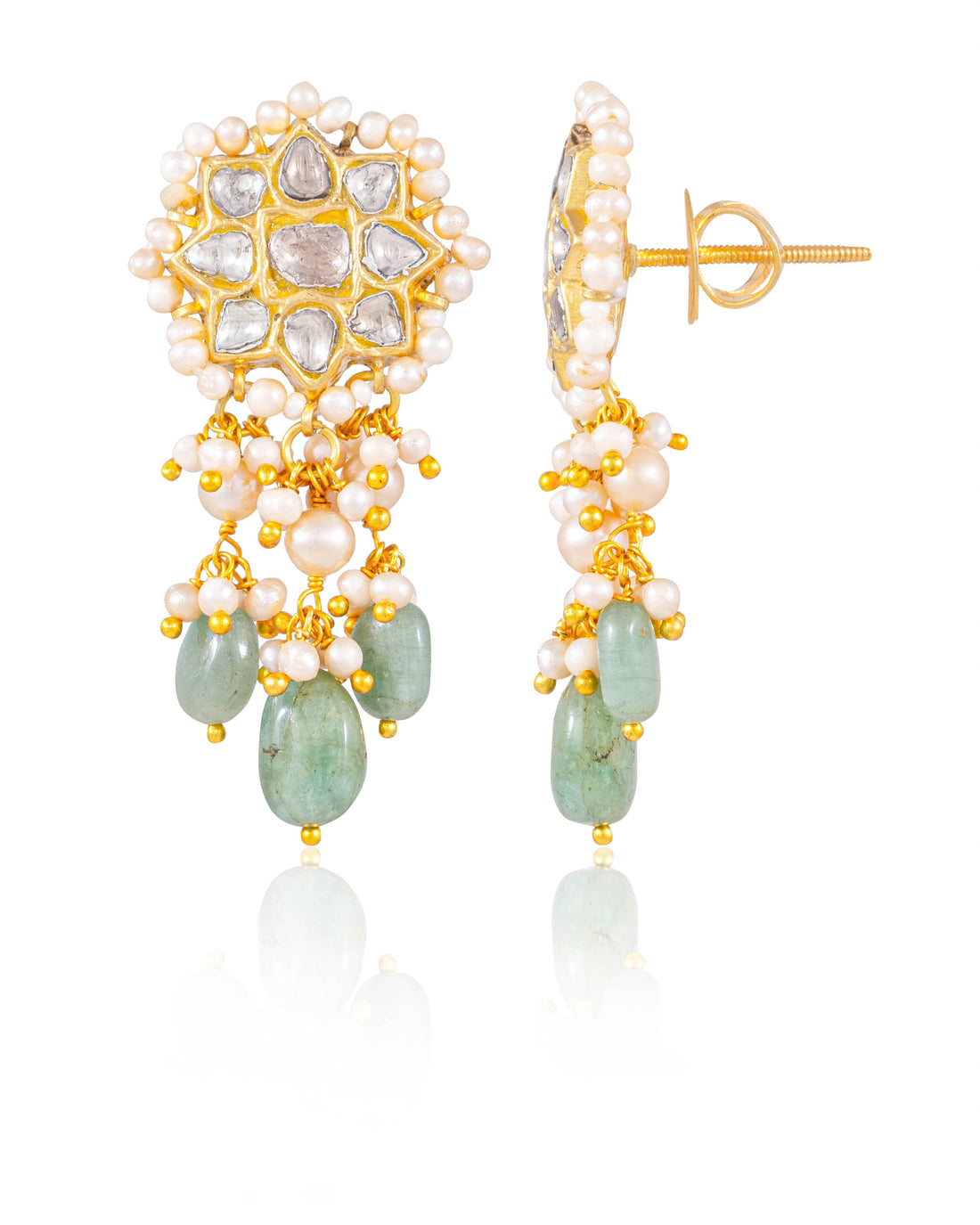 Vidya Necklace And Nidhi Tops Polki Set