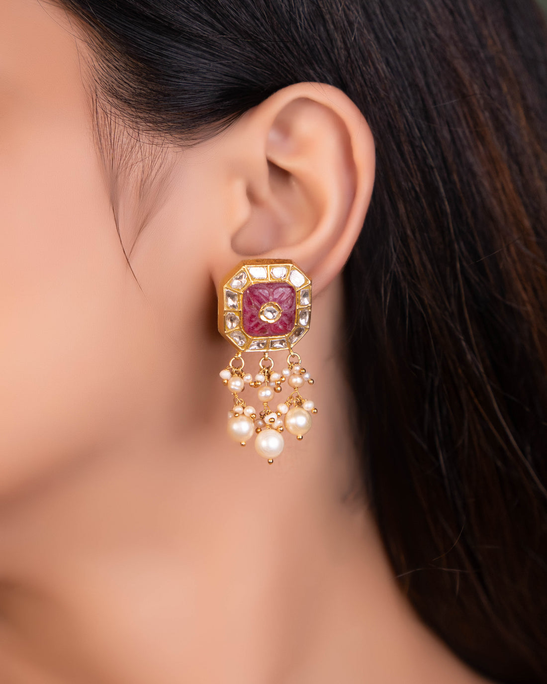 Ruksheen Necklace And Damita Tops Polki Set